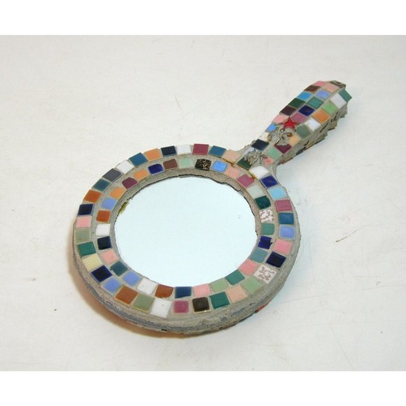 Hand Mirror Mosaic Mystical Fantasy - Picture 3 of 5